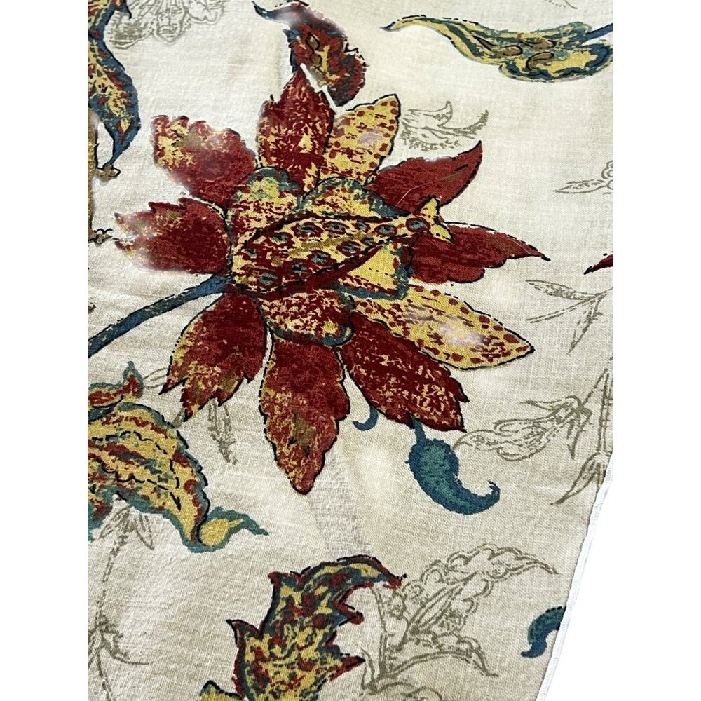 Floral Tablecloth Oval 62" x 65" Dia.  Cotton Fabric Floral End Seams - Picture 8 of 13